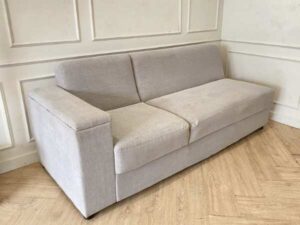 2-seat corner sofa, fabric cushion, grey
