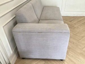 2-seat corner sofa, fabric cushion, grey