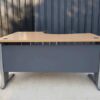 L-shaped corner work table, stainless steel legs, wooden top, 150 cm