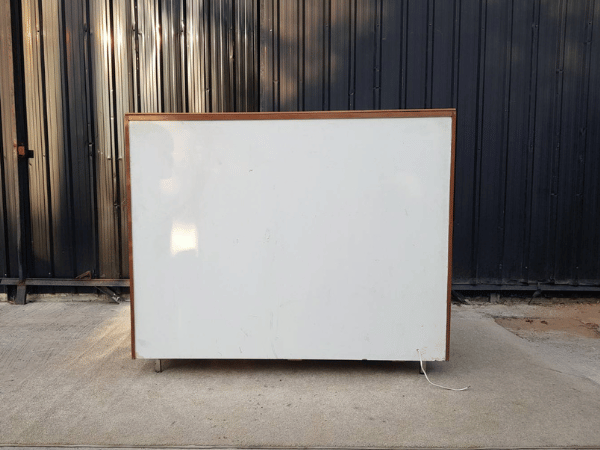 Glass display cabinet with 2 drawers, teak, brown