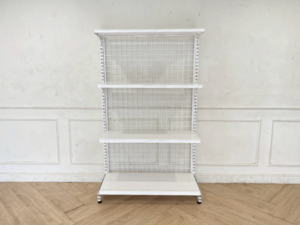 4-shelf product shelf, steel frame, white