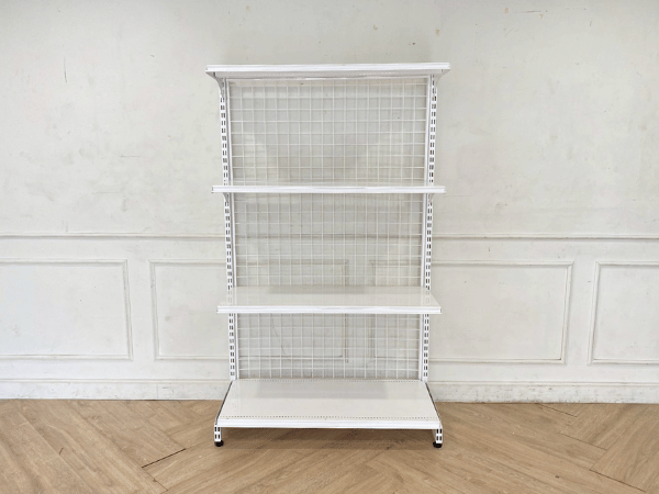 4-shelf product shelf, steel frame, white