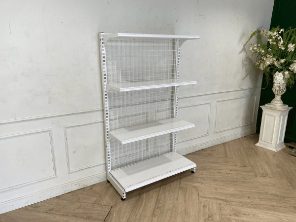 4-shelf product shelf, steel frame, white