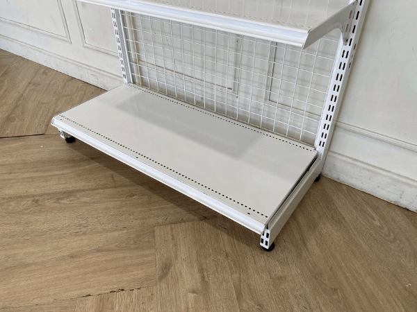 4-shelf product shelf, steel frame, white