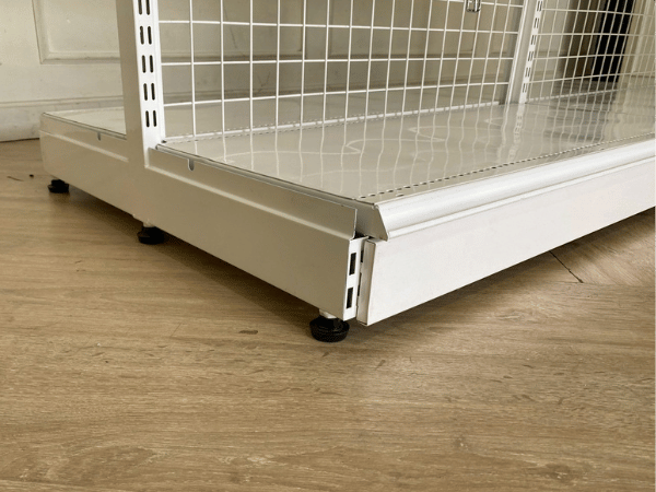 4-shelf product shelf, steel frame, white