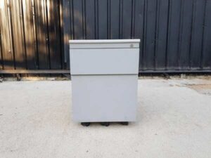 Mobile cabinet with 2 drawers, wooden frame, grey color