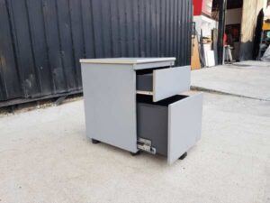 Mobile cabinet with 2 drawers, wooden frame, grey color