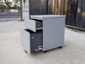Mobile cabinet with 2 drawers, wooden frame, grey color