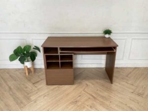 Work desk, computer desk, wooden frame, dark brown