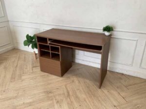 Work desk, computer desk, wooden frame, dark brown