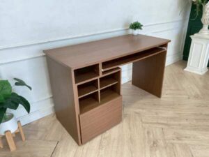 Work desk, computer desk, wooden frame, dark brown