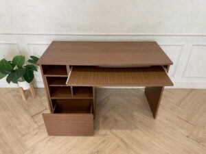 Work desk, computer desk, wooden frame, dark brown