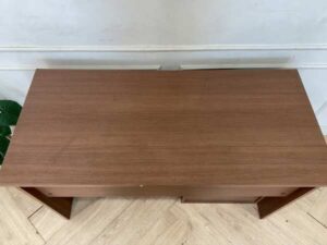 Work desk, computer desk, wooden frame, dark brown