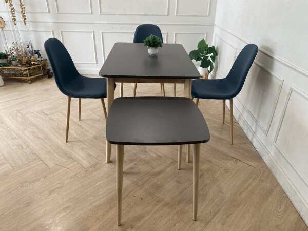 5-piece table and chair set, blue fabric cushion