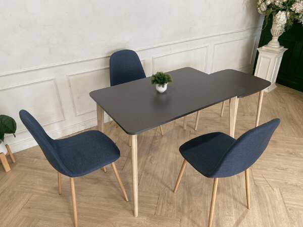 5-piece table and chair set, blue fabric cushion