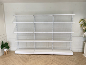 5-shelf product shelf, steel frame, white