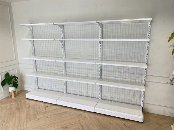 5-shelf product shelf, steel frame, white