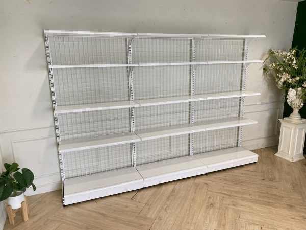 5-shelf product shelf, steel frame, white