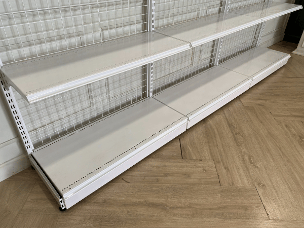 5-shelf product shelf, steel frame, white