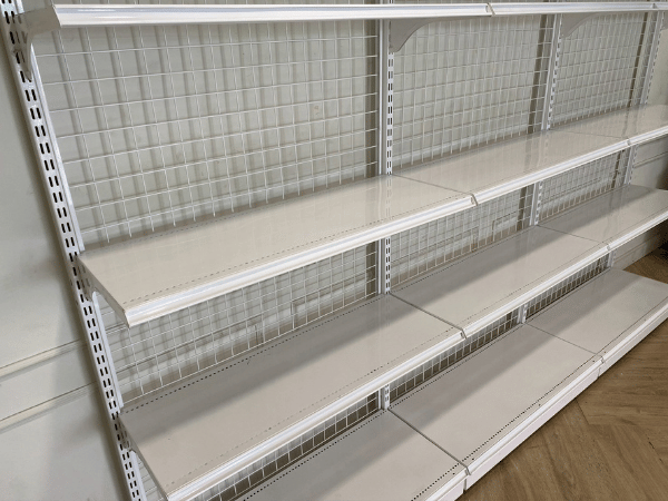 5-shelf product shelf, steel frame, white
