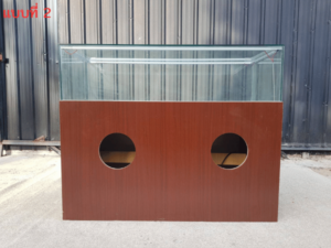 Glass display cabinet, wooden frame, simple and elegant style