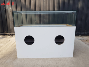 Glass display cabinet, wooden frame, simple and elegant style