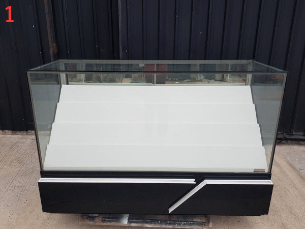Glass display cabinet, phone display cabinet, 4 sliding doors, black