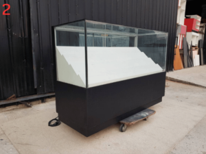 Glass display cabinet, phone display cabinet, 4 sliding doors, black