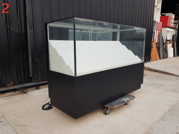 Glass display cabinet, phone display cabinet, 4 sliding doors, black