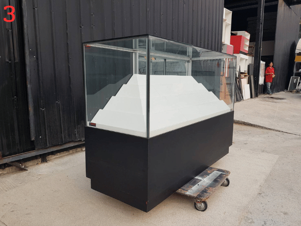 Glass display cabinet, phone display cabinet, 4 sliding doors, black