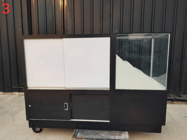 Glass display cabinet, phone display cabinet, 4 sliding doors, black