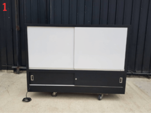 Glass display cabinet, phone display cabinet, 4 sliding doors, black
