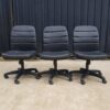 Office chair, leather seat, no armrests, black