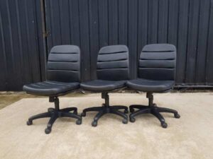 Office chair, leather seat, no armrests, black
