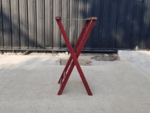 Red wooden tray stand