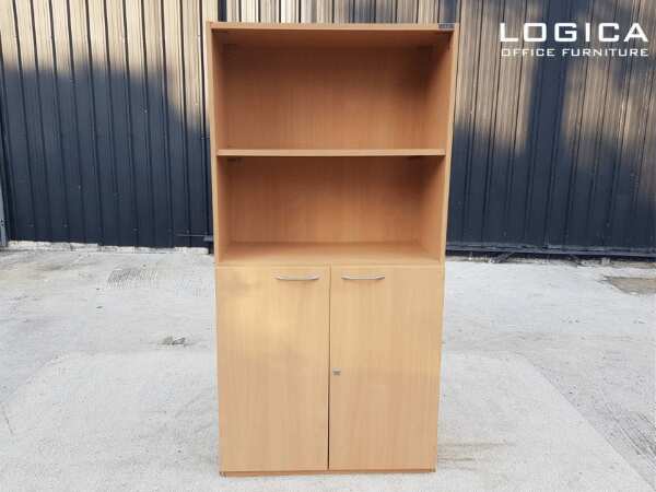 Tall filing cabinet, 2 doors, wooden frame, Logica brand