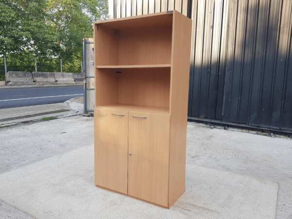 Tall filing cabinet, 2 doors, wooden frame, Logica brand