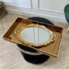 Glass tray with gold edges, beautiful and luxurious, for placing jewelry, home decoration.
