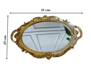 Glass tray with gold edges, beautiful and luxurious, for placing jewelry, home decoration.
