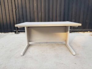 Work desk, steel legs, wooden top, grey, 120 cm