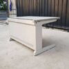 Work desk, steel legs, wooden top, grey, 120 cm