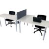 L-shaped corner desk, 2 seats, steel legs, wooden top