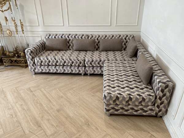 3-seat L-shaped corner sofa, fabric cushion, gray shade *New, never used