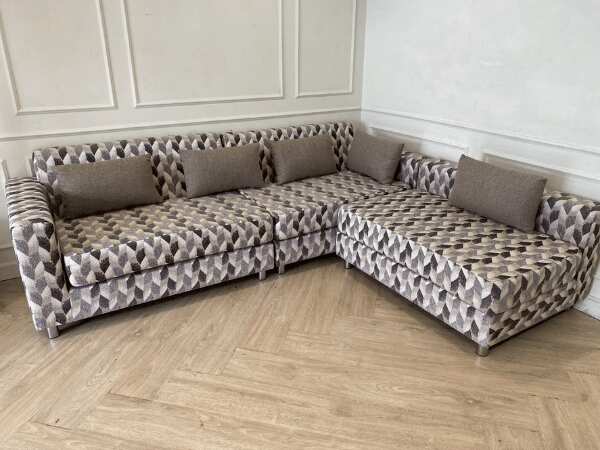3-seat L-shaped corner sofa, fabric cushion, gray shade *New, never used