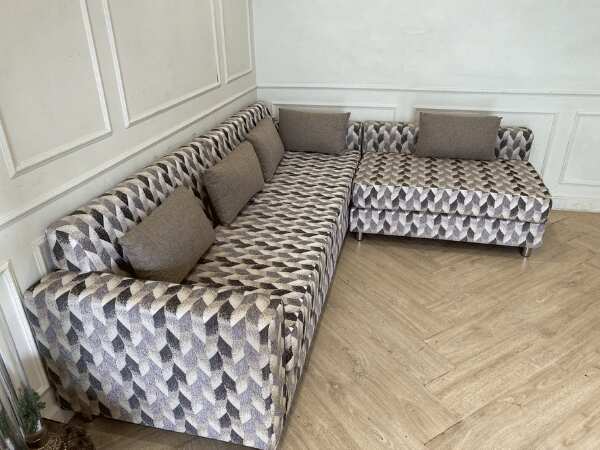 3-seat L-shaped corner sofa, fabric cushion, gray shade *New, never used