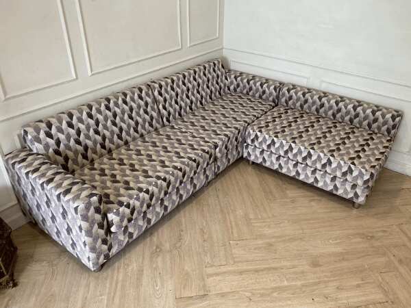 3-seat L-shaped corner sofa, fabric cushion, gray shade *New, never used