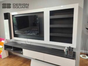 Home theater set, TV shelf, built-in, white, SB FURNITURE brand