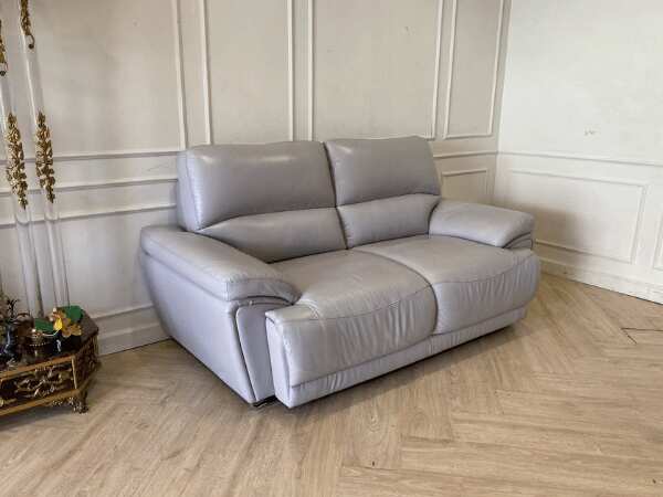 2-seat sofa, genuine leather, grey