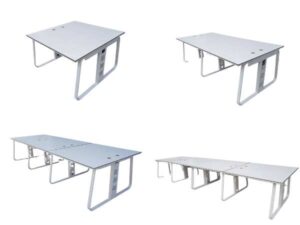 Work desk, conference table, 2-8 seats, steel legs, white, 120-480 cm
