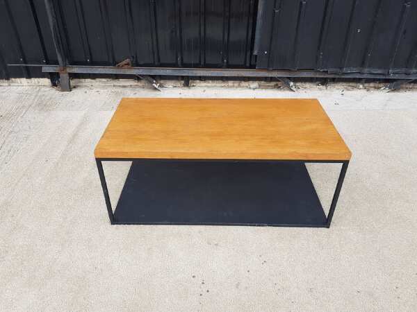 Center table, steel frame, wooden top